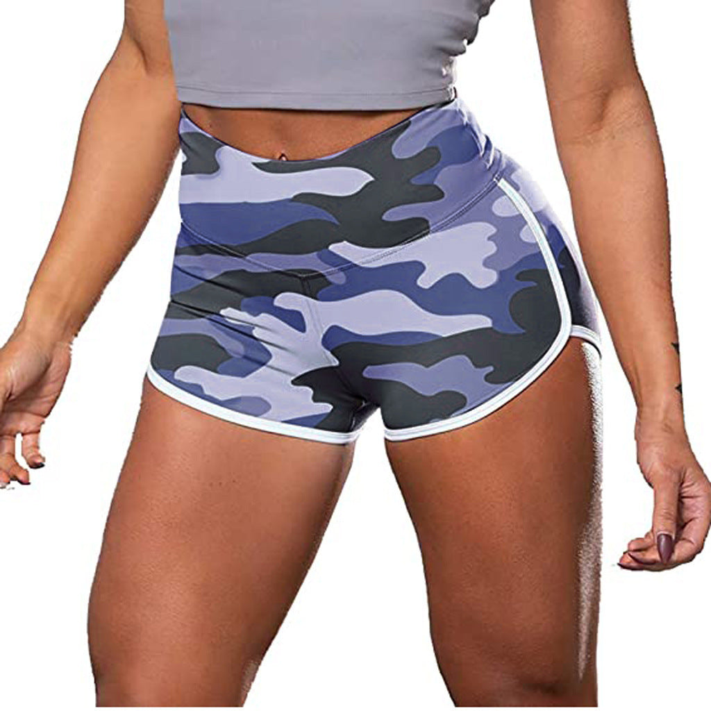 Short de fitness décontracté camouflage tie-dye pour femme