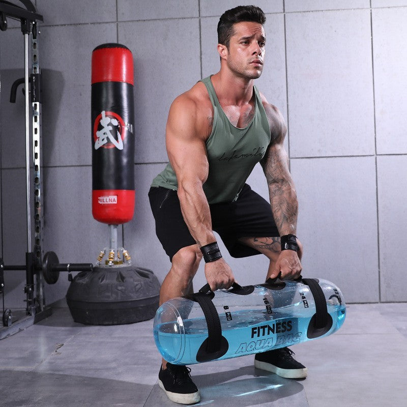 Haltères à eau cylindriques transparentes pour le fitness et l'haltérophilie