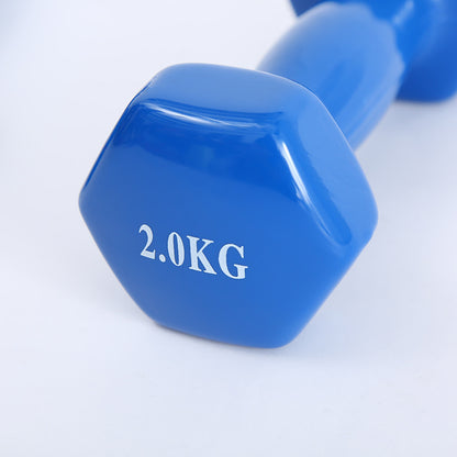 Color fitness dumbbells. Haltères de fitness colorés.
