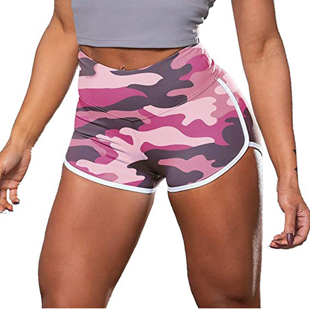 Short de fitness décontracté camouflage tie-dye pour femme