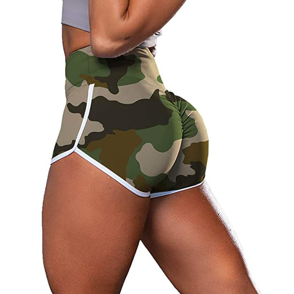 Short de fitness décontracté camouflage tie-dye pour femme