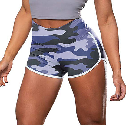 Short de fitness décontracté camouflage tie-dye pour femme