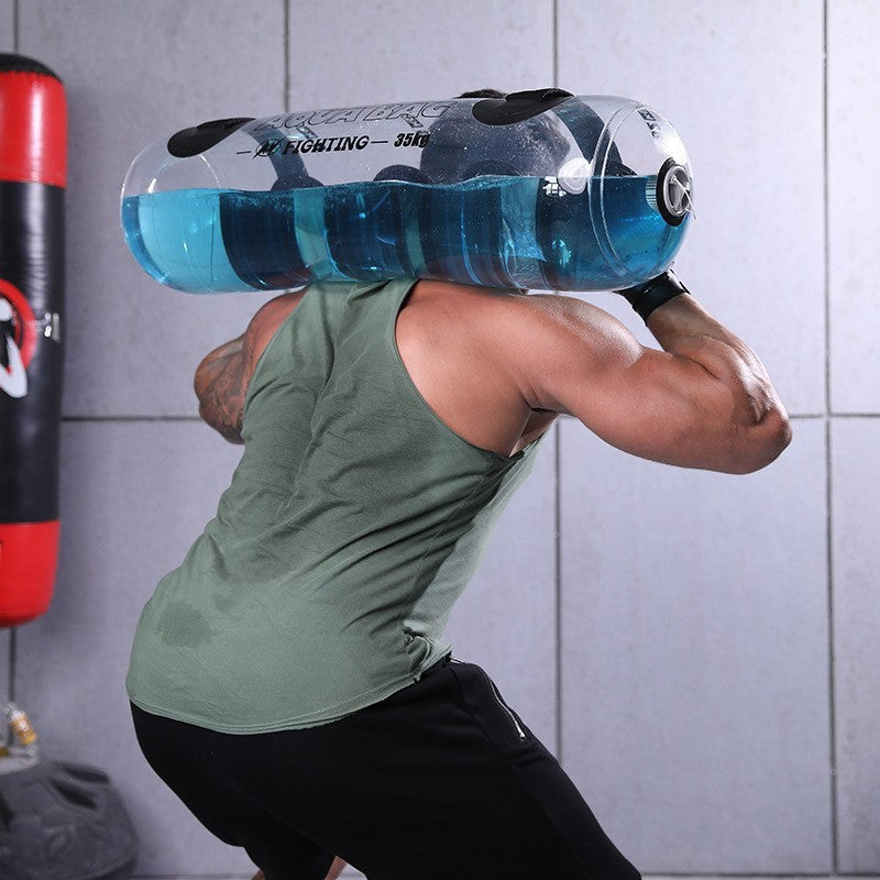 Haltères à eau cylindriques transparentes pour le fitness et l'haltérophilie