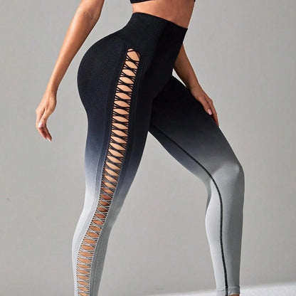Pantalon de yoga moulant sans coutures, tres elastique, rehaussant les hanches.
