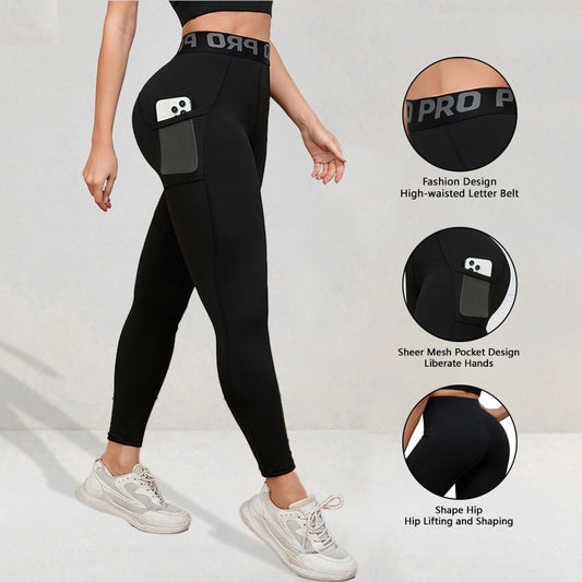 Pantalon de yoga élastique à poches pour femme
