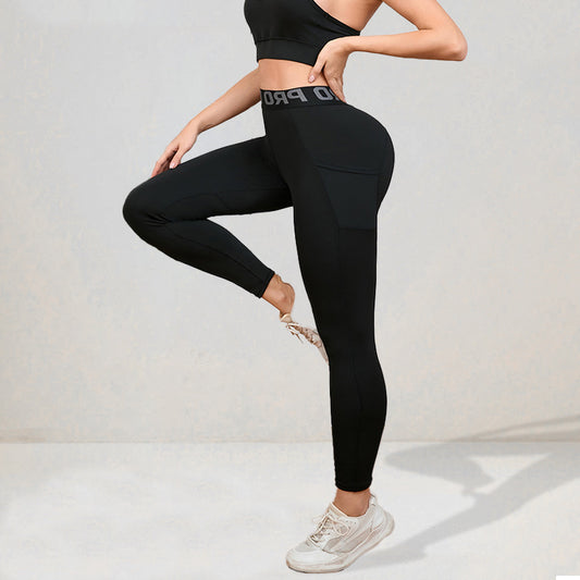 Pantalon de yoga élastique à poches pour femme