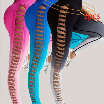 Pantalon de yoga moulant sans coutures, tres elastique, rehaussant les hanches.